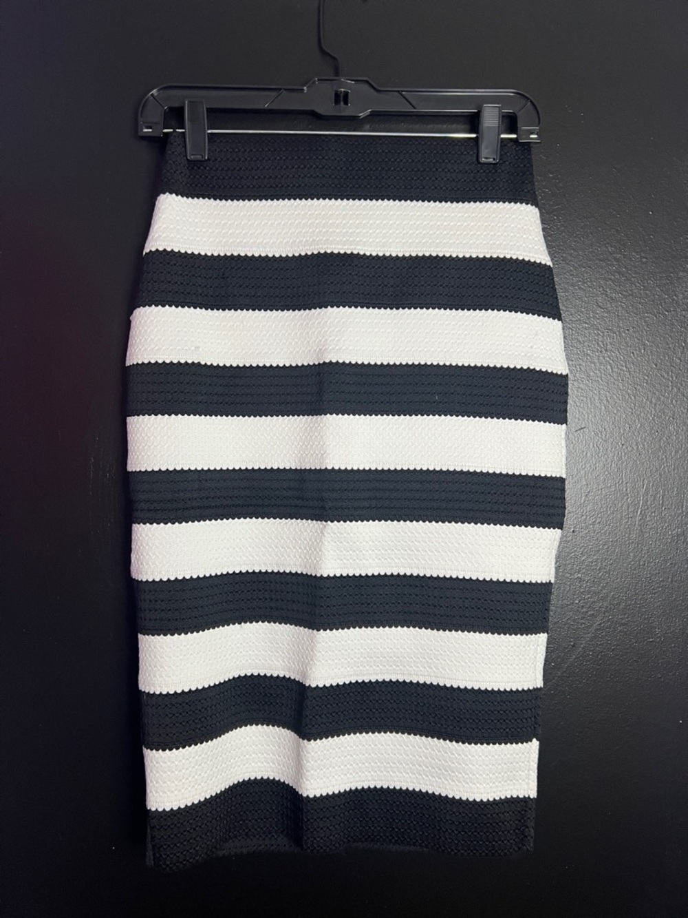 Express Black and White Striped Pencil Skirt
